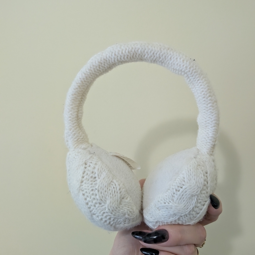 Cozy White Knit Ear Muffs